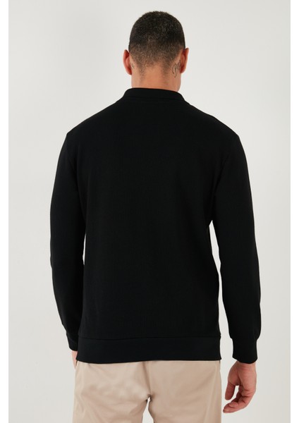 Pamuklu Regular Fit Yarım Fermuarlı Polo Yaka Sweat Erkek Sweat 5905805