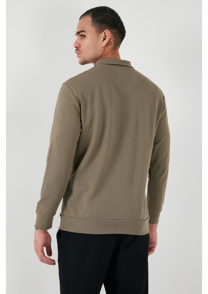 Pamuklu Regular Fit Yarım Fermuarlı Polo Yaka Sweat Erkek Sweat 5905805