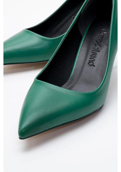 Kadın Sivri Burunlu Stiletto Çimen Yeşili Cilt