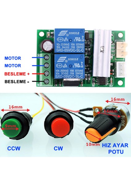 30A 24V Dc Motor Pwm Hız Kontrol Sürücü Devresi %0~100 Ayarlanabilir Ileri Geri Veya Durdurma Yön