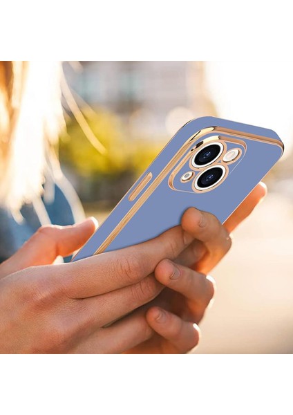 iPhone 13 Uyumlu Kılıf Kamera Korumalı Arkası Renkli Kenarları Parlak Dore Tasarım Kapak fiyatları