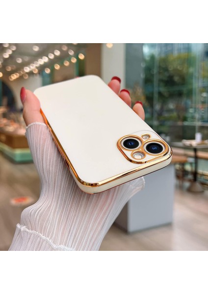 iPhone 13 Uyumlu Kılıf Kamera Korumalı Arkası Renkli Kenarları Parlak Dore Tasarım Kapak fiyatları