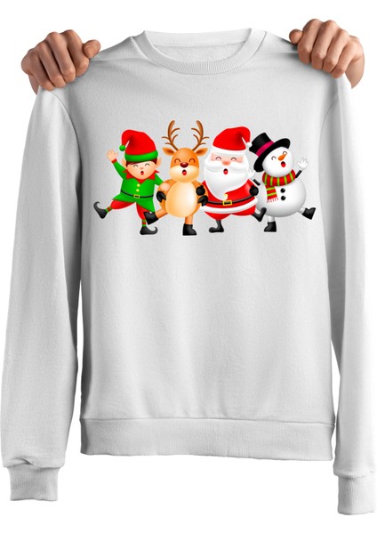 Yılbaşı Noel Baba Christmas Tasarım Baskılı 3 Iplik Geniş Kalıp Sweatshirt