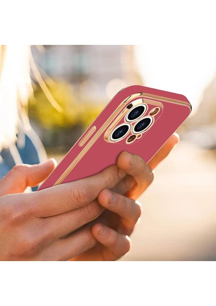 iPhone 15 Pro Max Uyumlu Kılıf Kamera Korumalı Arkası Renkli Kenarları Parlak Dore Tasarım Kapak modelleri