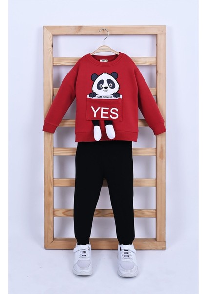 Erkek Çocuk Ayaklı Panda Detaylı Alt Üst Takım