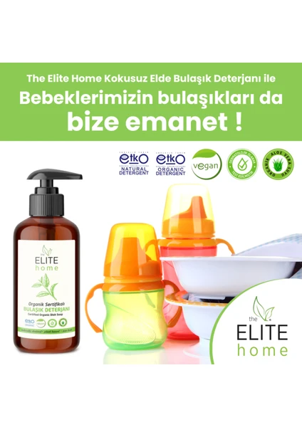 The Elite Home Organik Sertifikalı Elde Bulaşık Deterjanı 400 ml Kokusuz