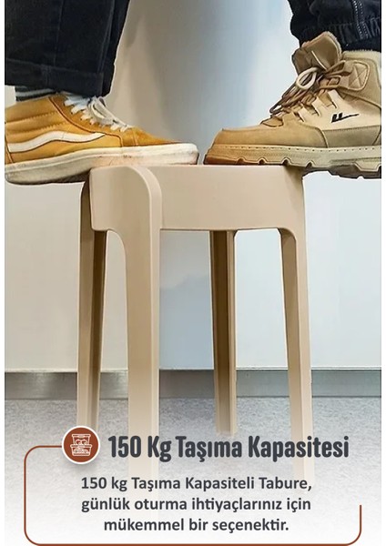 Kaymaz Ayaklı Dekoratif İç İçe Geçebilen Plastik Tabure Mutfak Bahçe Taburesi 4 Adet Mercan fiyatları