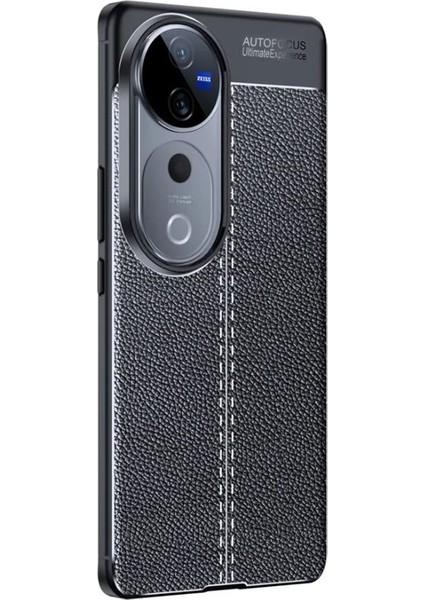 Vivo V40 5g Kılıf Niss Silikon Deri Görünümlü Siyah