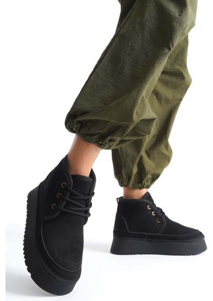 Kadın Kalın Tabanlı Kürklü Kışlık Bot RPV001K02A - Siyah