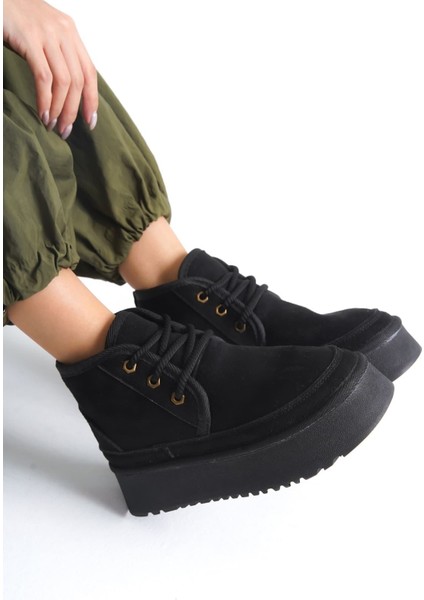 Kadın Kalın Tabanlı Kürklü Kışlık Bot RPV001K02A - Siyah fiyatları