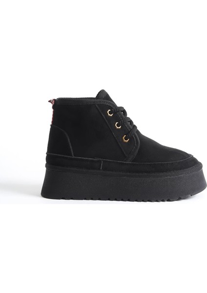 Kadın Kalın Tabanlı Kürklü Kışlık Bot RPV001K02A - Siyah fırsatları