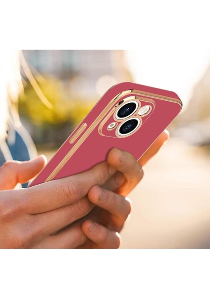 iPhone 13 Uyumlu Kılıf Kamera Korumalı Arkası Renkli Kenarları Parlak Dore Tasarım Kapak fiyatları