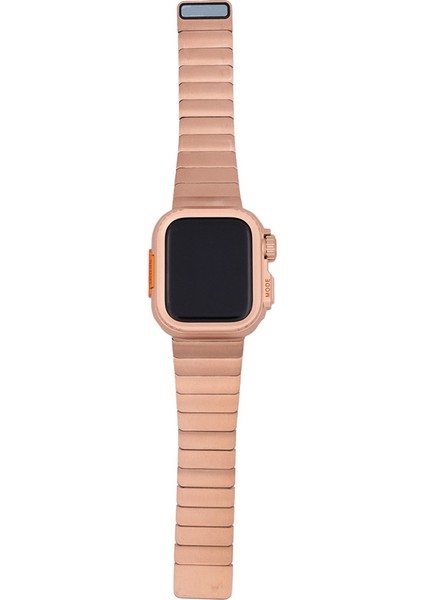 Watch 44MM Uyumlu Metal Kordon ve Parlak Sert Kasa Koruyucu Set modelleri