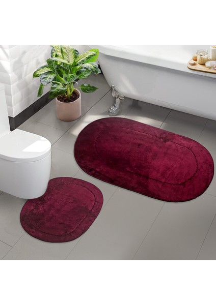 Rixos Mürdüm 2'li Banyo Halısı Paspası Seti Kaymaz Deri Tabanlı Makinede Yıkanabilir Klozet Takımı