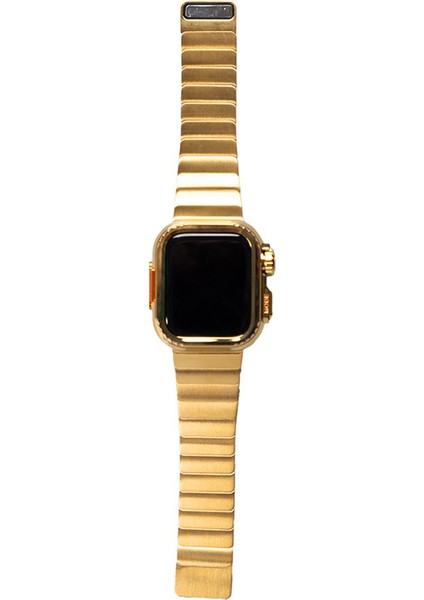 Watch 45MM Uyumlu Metal Kordon ve Parlak Sert Kasa Koruyucu Set
