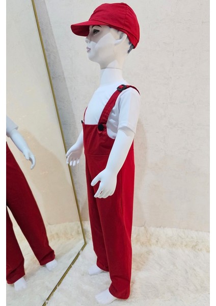 Bahçıvan Tulum ve Şapka Set Kırmızı