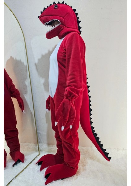 T-Rex Dinozor Kostümü Yetişkin Kırmızı
