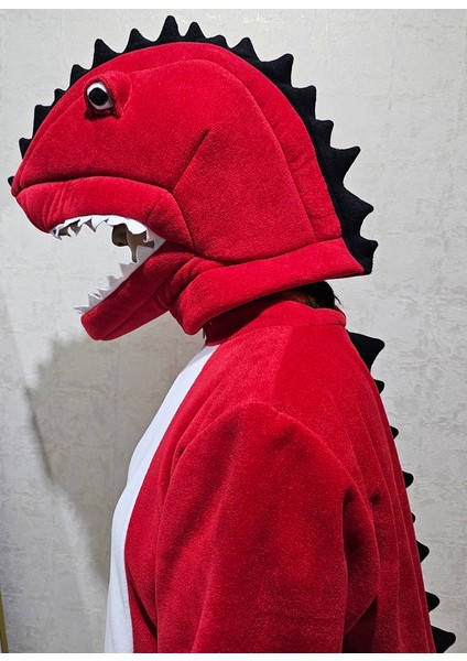 T-Rex Dinozor Kostümü Yetişkin Kırmızı