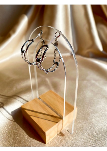 Düğüm Model Halka Çelik Silver Küpe