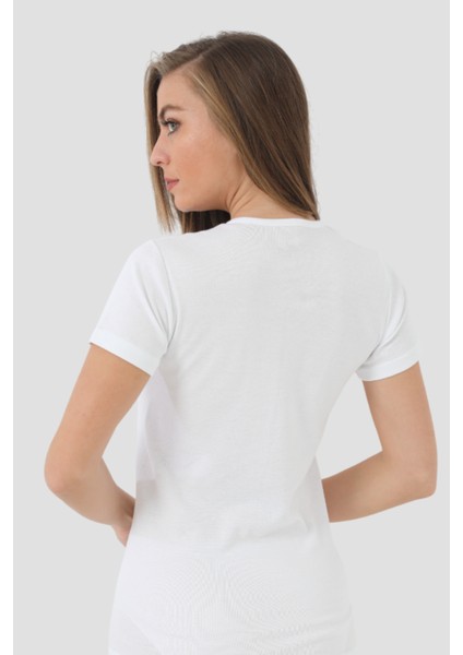 Kadın Beyaz Tişört Kısa Kollu Fanila %100 Pamuklu Ribana indirimleri
