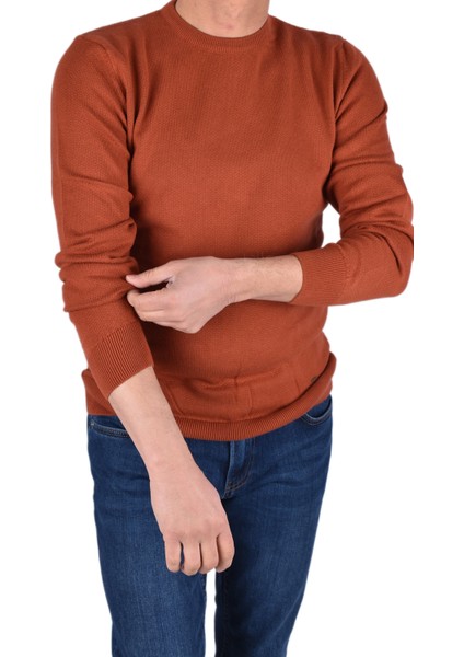 BRG-21173 Bisiklet Yaka Desenli Kazak/oranj/s fırsatları