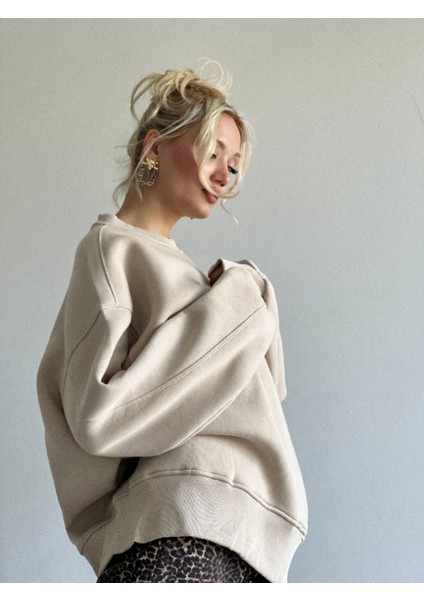 Kadın Bej Içi Şardonlu Sweatshirt modelleri