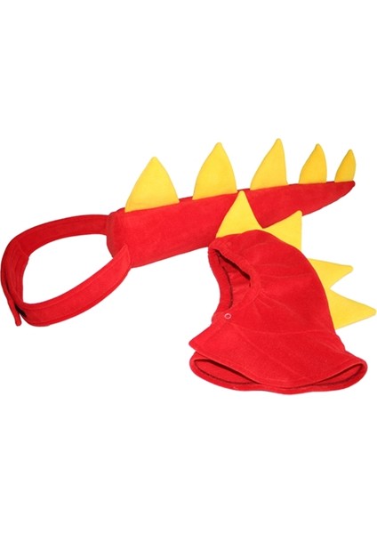 Dinozor Kostüm Set Kırmızı | Dinozor Kuyruk Başlık Set Kırmızı