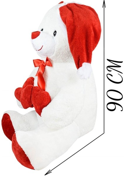 Ayıcı Oyuncak Yılbaşı Özel 90 cm Üç Kalpli Noel Ayıcığı