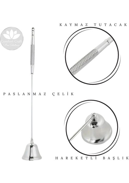 Pirinç El Yapımı Mum Söndürücü | 19.2 cm | Silver Renk fırsatları