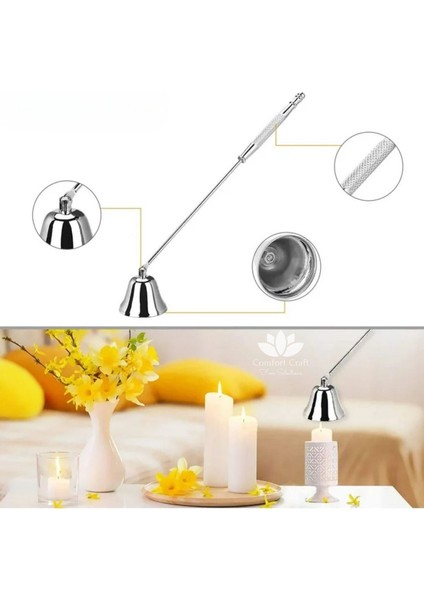 Pirinç El Yapımı Mum Söndürücü | 19.2 cm | Silver Renk indirimleri
