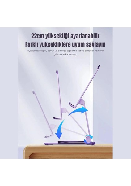Açı ve Yükseklik Ayarlı Telefon ve Tablet Tutucu Stand, Kaydırmaz Masaüstü Dönebilen Stand