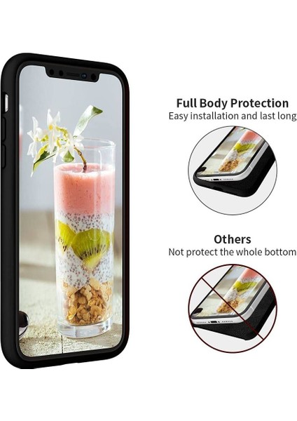 iPhone x / Xs Rubber Silikon Kılıf & Temperli Cam Ekran Koruyucu Seti (Siyah) modelleri