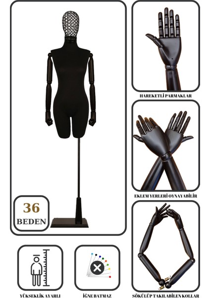 Pantolon Giyebilen 36 Beden Tel Kafa Bayan Terzi Mankeni