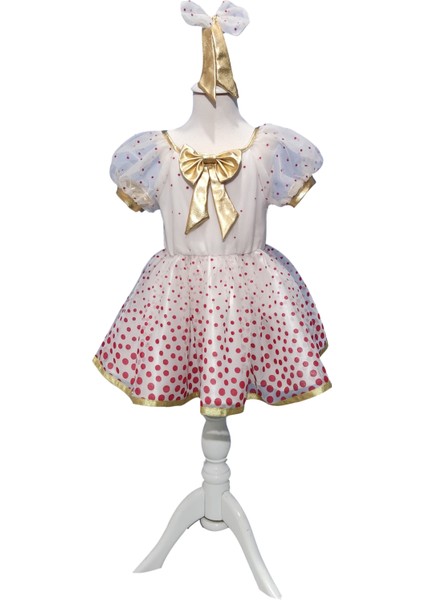 Kırmızı Puantiyeli Tüllü Beyaz Elbise fiyatları