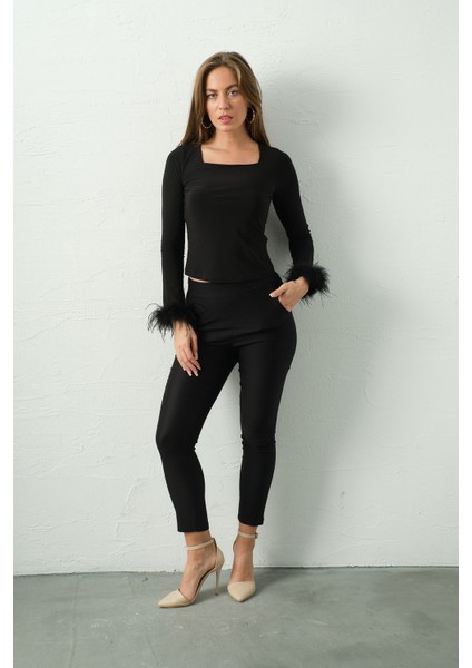 Kol Ucu Peluş Tüylü Bodycorn Bluz indirimleri