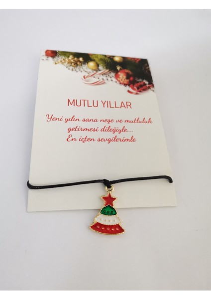 Yılbaşı Hediyesi Yeni Yıl Hediye Noel Temalı Charm Ipli Bileklik