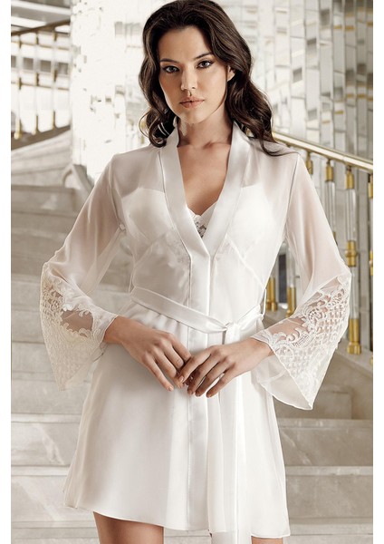 Imaj 4209 Ekru Renk Saten Uzun Kollu 2li Gecelik Takımı fırsatları