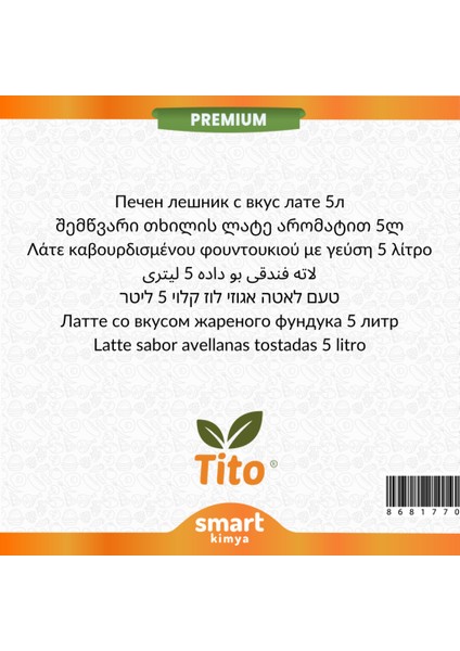 Premium Kavrulmuş Fındıklı Latte Aroması 5 lt fiyatları