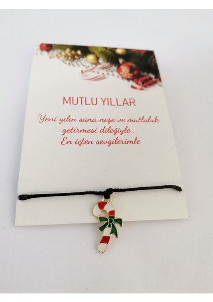 Yılbaşı Hediyesi Yeni Yıl Hediye Noel Temalı Charm Ipli Bileklik