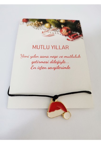 Yılbaşı Hediyesi Yeni Yıl Hediye Noel Temalı Charm Ipli Bileklik