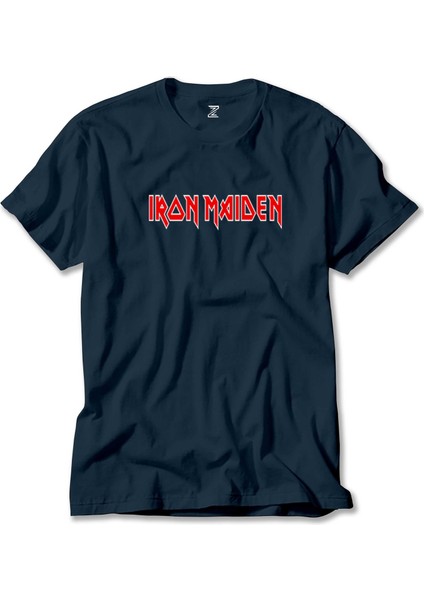 Iron Maiden Red Text Lacivert Tişört