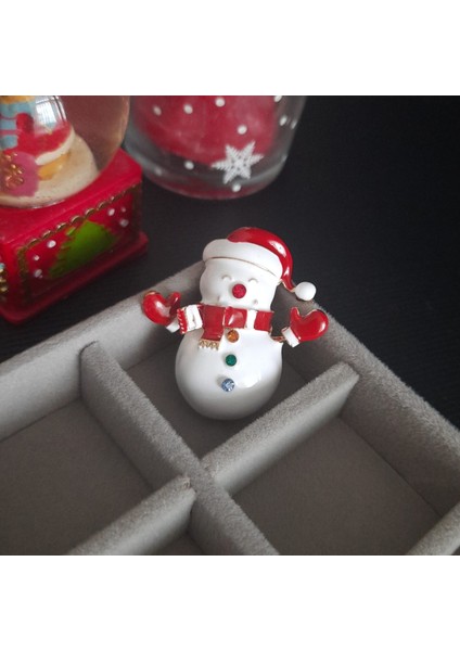 Vip Özel Seri Yılbaşı Noel Kardan Adam Figürlü Broş