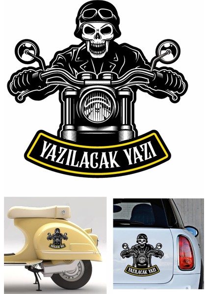 Kişisel Motosikletli Kurukafa Chopper Sticker Araba Oto Motosiklet Karavan Sticker Etiket 02012