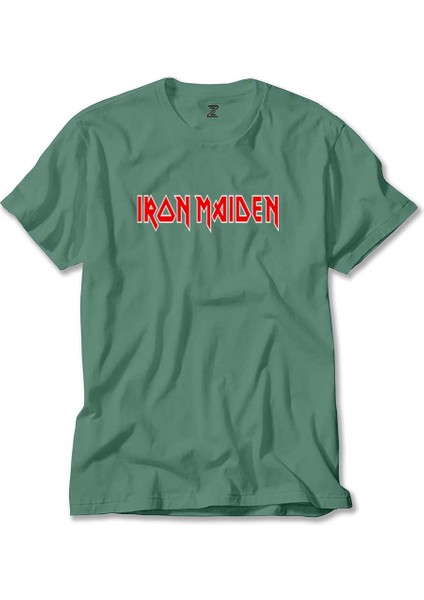 Iron Maiden Red Text Yeşil Tişört