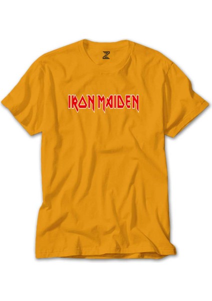 Iron Maiden Red Text Sarı Tişört