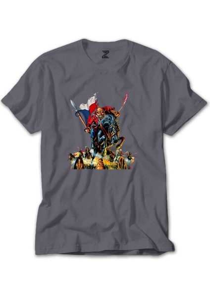 Iron Maiden Warriors Gri Tişört