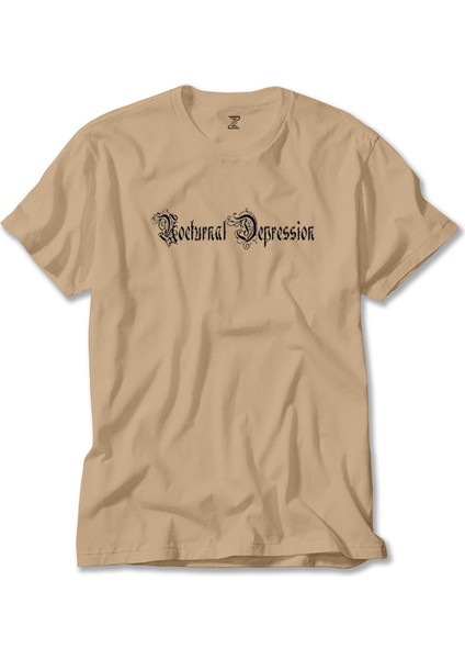 Nocturnal Depression Text Krem Tişört