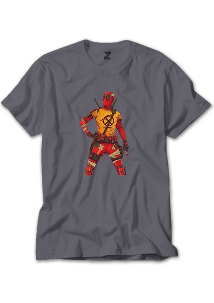 Deadpool x Men Logo Gri Tişört