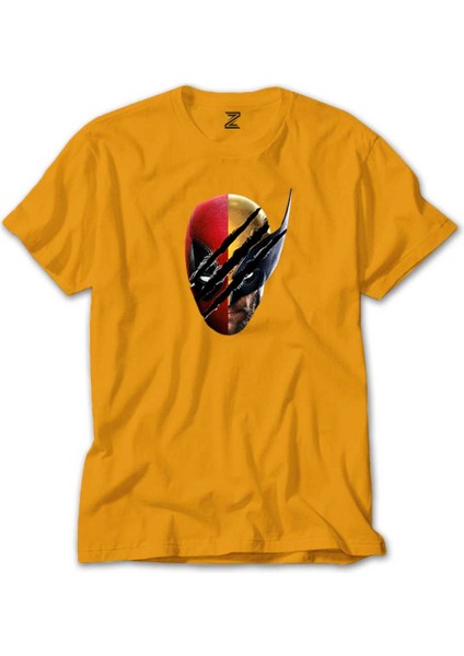 Deadpool Wolverine Siluet Sarı Tişört