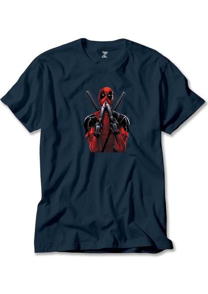 Deadpool Guns Lacivert Tişört